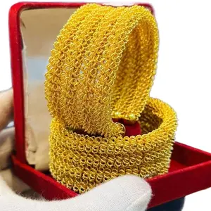 24k Gold Plated, one sized fits all, pressed on bangle 2pcs bangle set