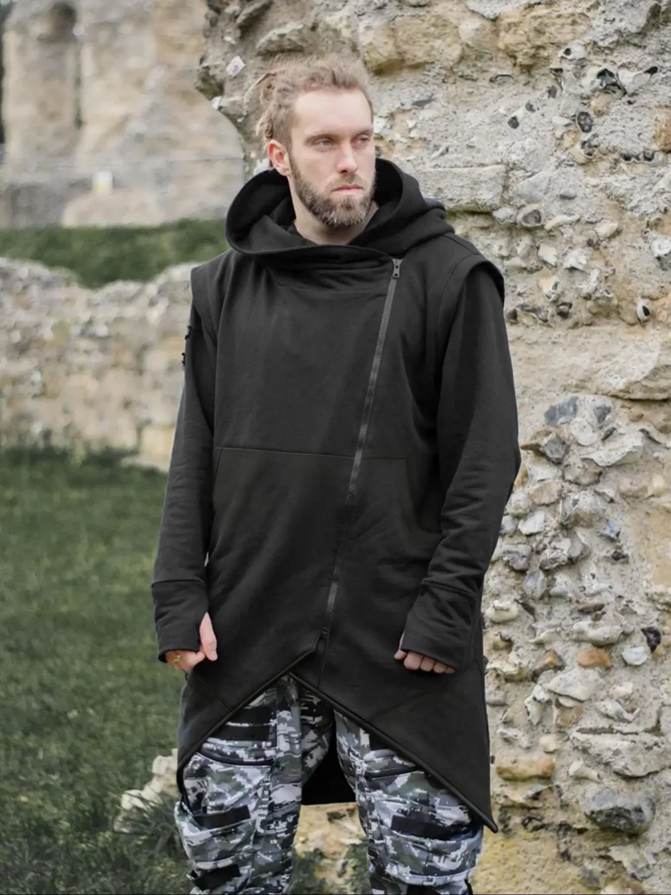 Men's Dark Asymmetrical Zip Hoodie – Urban Ninja Streetwear