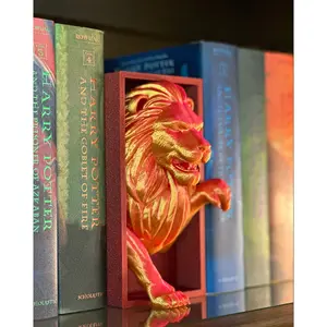 Gryffindor Lion Emerging: 3D Printed Book Nook D and D Fantasy Horror Enthusiasts Shelf Decor End