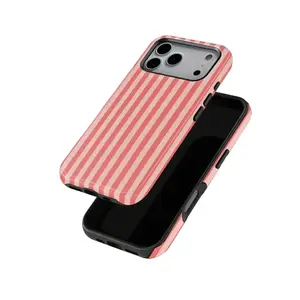 Retro Pink Stripe Phone Case, Candy Stripe Aesthetic Cover, Classic Striped Pattern Case for Phone 14 13 12, Summer Gift