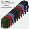 5/10 Pack Men’s Long Sleeve T Shirts Workout Tops for Men Lightweight Fall Top for men Spring/Autumn/Winter Shirts Absorbs Sweat Breathable Sports Tops Energetic Multi-Color Workout T Shirts Athletic Apparel For Gym Running Sports