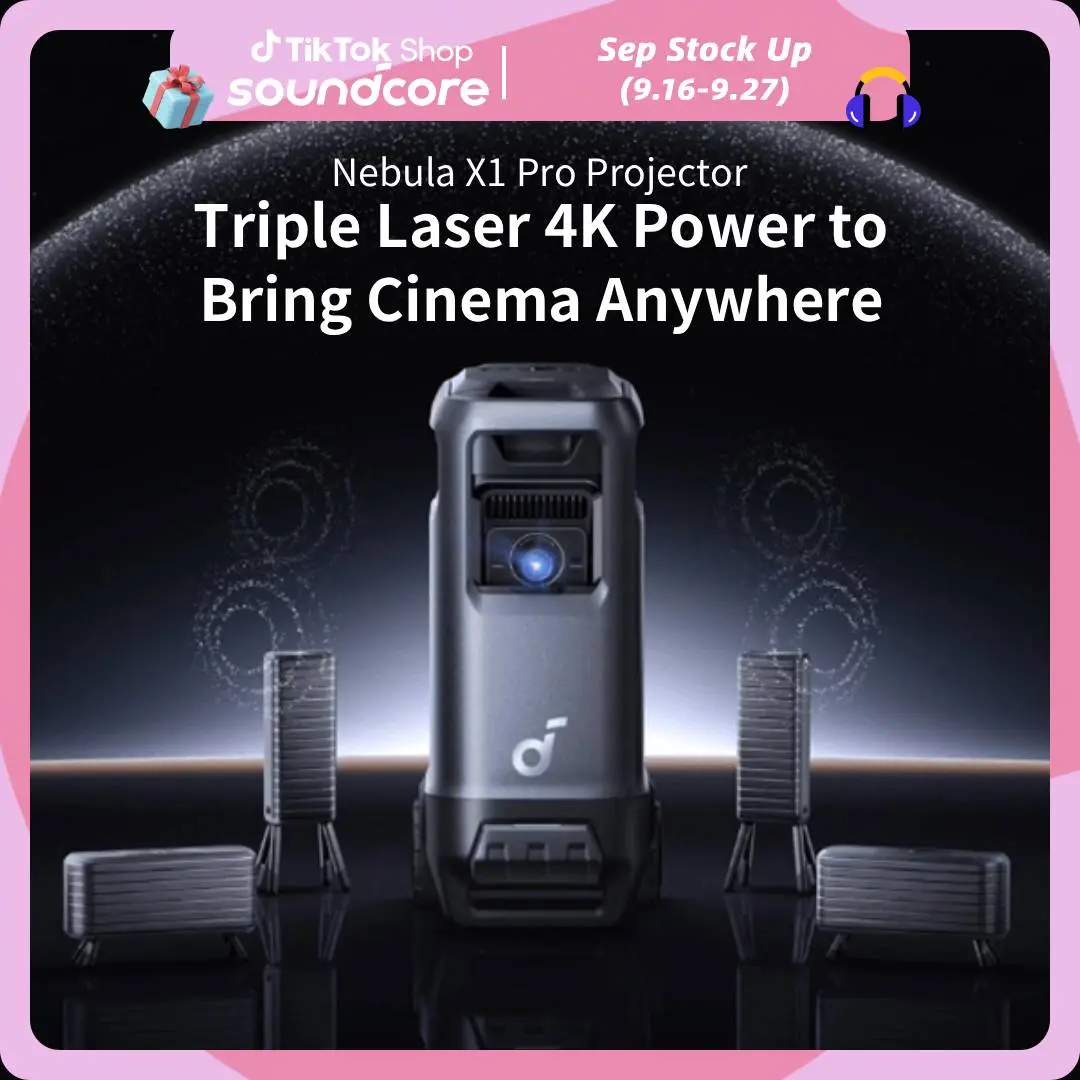 Nebula X1 Pro Triple Laser 4K Smart Projector - 3500 ANSI Lumens Projector Light, 7.1.4 Spatial Audios, Official Dolby Atmos, Optical Zoom, 56000:1 Contrast, Intelligent Setup for Home & Outdoor Users #tiktokshopsummersale