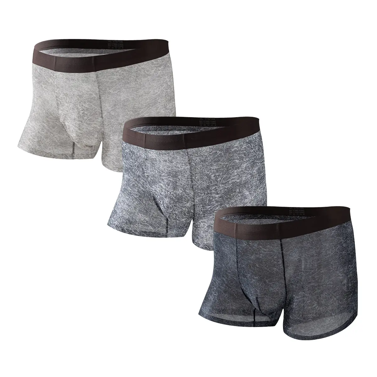 NEXFORMX Men's Ultra-Thin Cooling Boxer Trunks Underwear Marble Print with Subtle Shimmer 3D Contour Pouch Breathable Seamless Camellia Scented Silky Cool for Summer