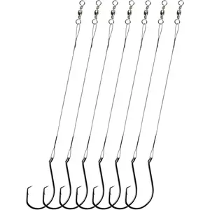Hook with Steel Wire Leaders for Fishing Saltwater 30pcs Circle Hooks Rigs Steel Leader with Circle Hook Catfish Rig