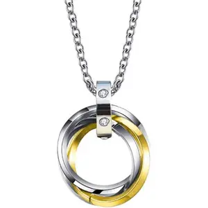 Jude Jewelers Stainless Steel Three Interlocking Braided Circles Pendant Necklace