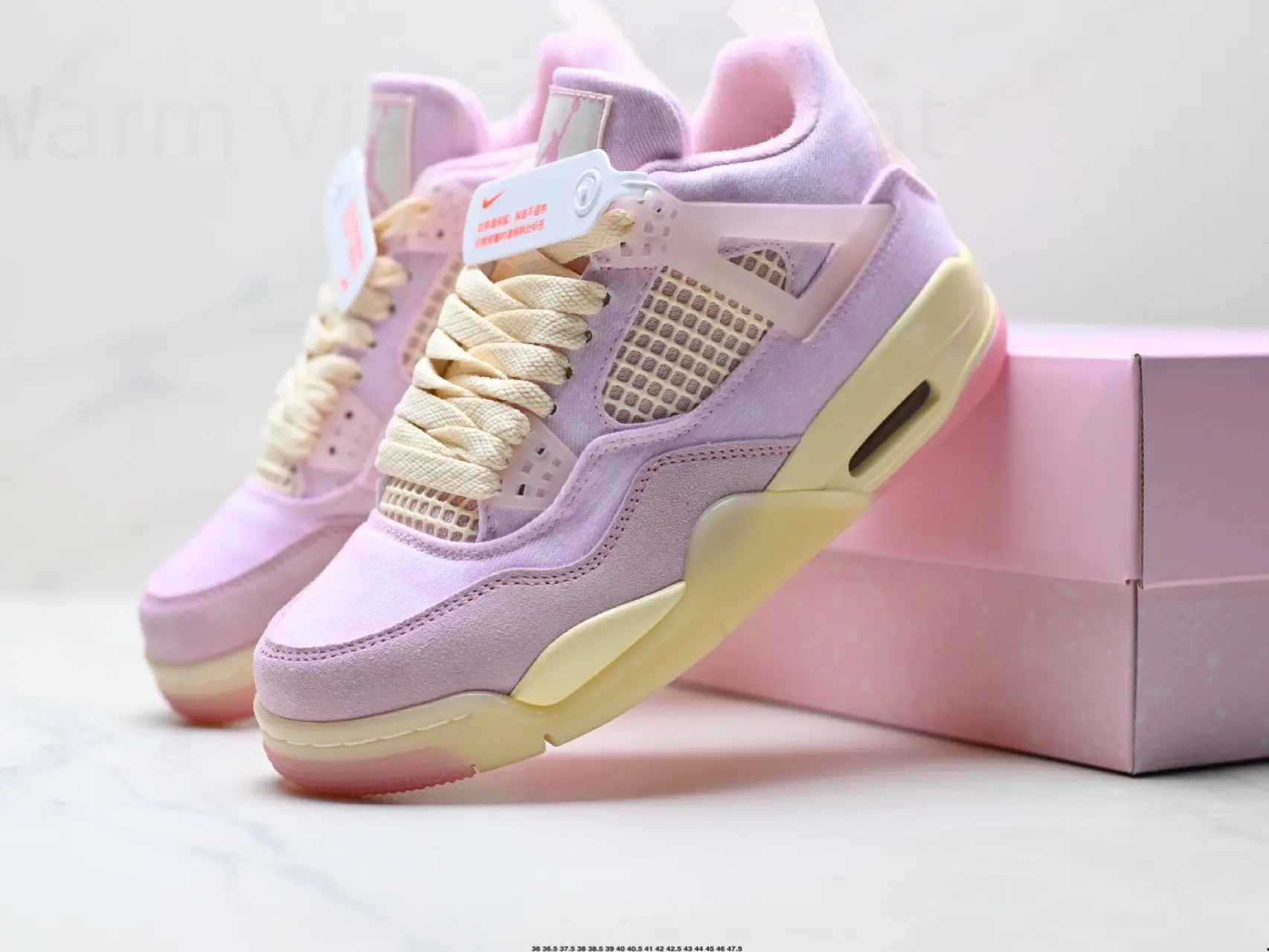 Sweet Pink Denim Nubuck Basketball Trainers, Clear Pink Grid Lock Cream Lace Detail Gradient Shock Absorbing Outsole Daily Fashion Skate Sneakers For Women Men