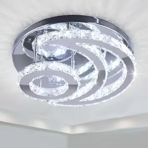 Moon Shape K9 Crystal LED Ceiling Light Change for Bedroom Living Room QH-MC085
