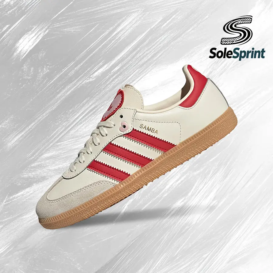 Adidas Samba OG Valentine's Day Cream White Scarlet (2026) (GS)– Lifestyle Sneakers – Shoes For Youth/Women - Vintage -Spring & Summer-Inspired Running Shoes, Shock-Absorbing Comfort, Gym To Streetwear Casual Wear-back to school–KI6679