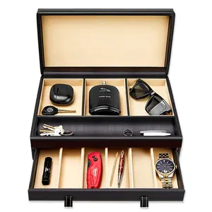 Stock Your Home Luxury Mens Dresser Valet Organizer,Black