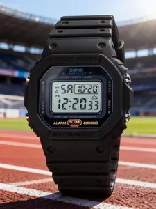 Skmei Multifunctional, 5atm Waterproof LED Backlight Digital Display, Date Week Indicator, Abs Case, Buckle Closure, Waterproof Wristwatch, Water Resistant Wristwatch