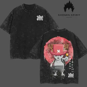 Tony Tony Chopper Ver.2 - One Piece Anime Double Printed Vintage Washed Unisex Oversize Anime Manga Washed Heavyweight Cotton T-shirt, gifts For Anime Fan, Anime Lover vintage t-shirt casual menswear style top 87K