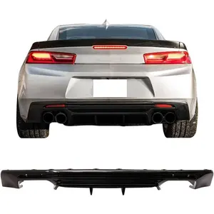 IKON MOTORSPORTS Rear Diffuser Compatible With 2016-2024 Chevy Camaro(Except ZL1 Model), Glossy Black PP Rear Bumper Lip Lower Body Protection Avoid Against Collision