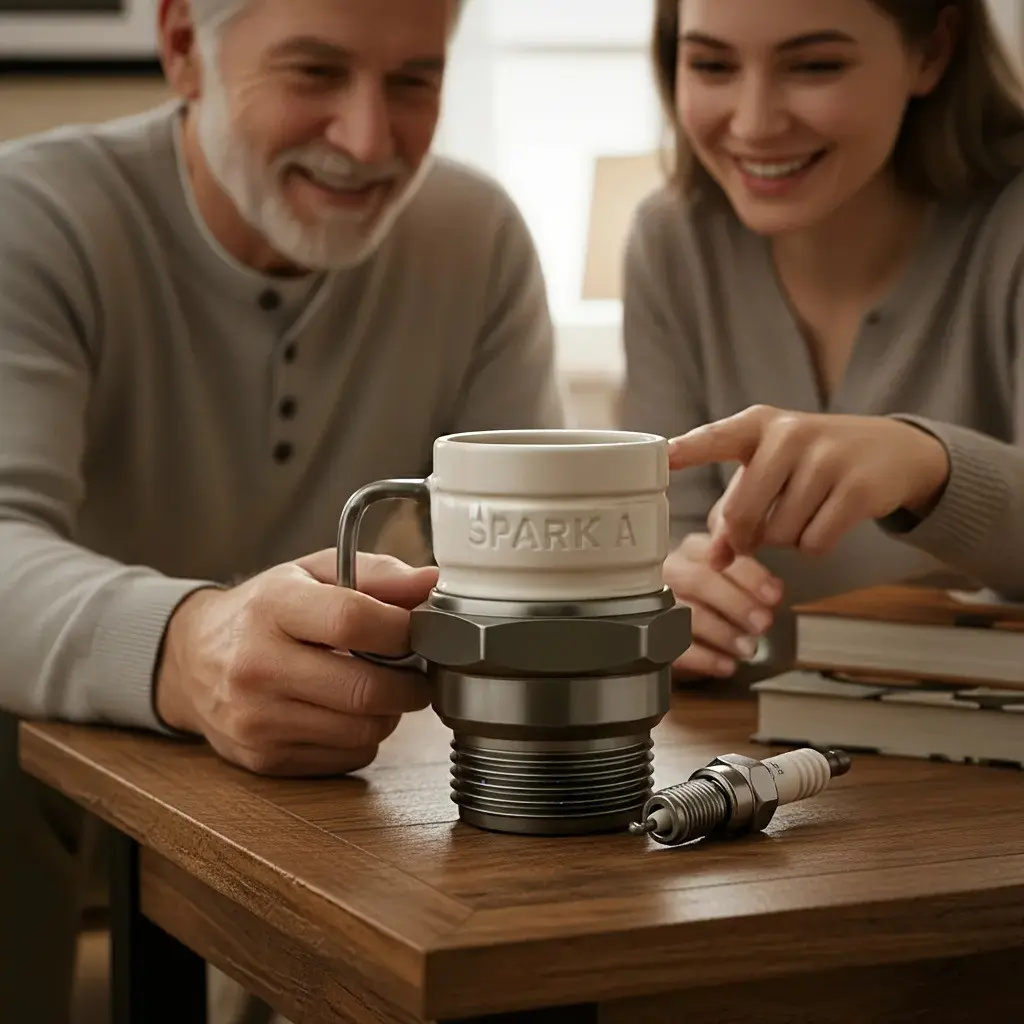 Spark Plug Mug for Car Enthusiasts, Unique Coffee Cup Design for Collectors, Ideal Gift for Auto Lovers