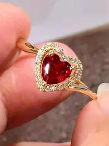 1 PC Glamorous Cubic Zirconia Heart Ring For Women For Mother's Day Gift Party Jewelry Heart Cluster Ring