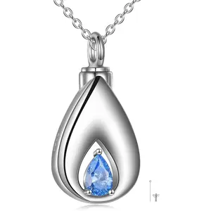 Ash Necklace for Human Ashes 925 Sterling Silver Urn Necklaces Teardrop Keepsake Necklace for Ashes Cremation Jewelry