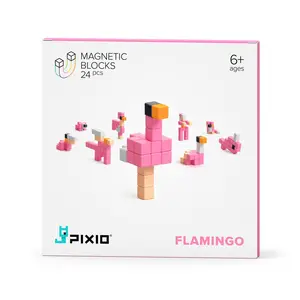 PIXIO Flamingo - 24 Magnetic Blocks in 5 Colors | Magnetic Building Toy & STEM Construction Set + Free App