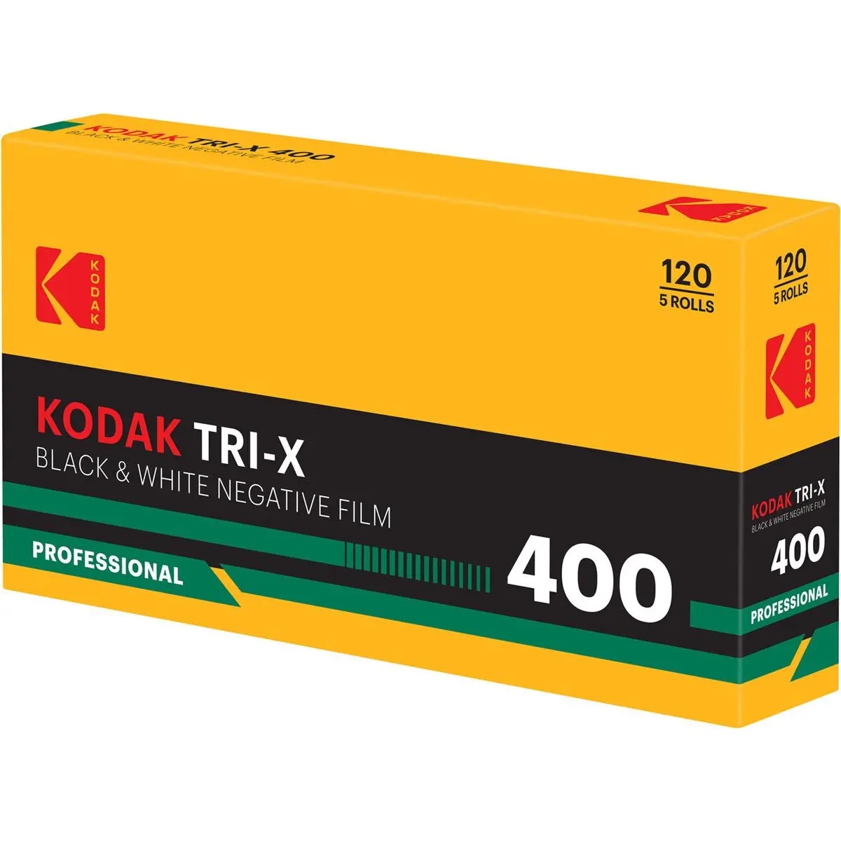 Kodak Professional Tri-X 400 Black and White 120 Negative Roll Film, 5-Pack, Retro Packaging