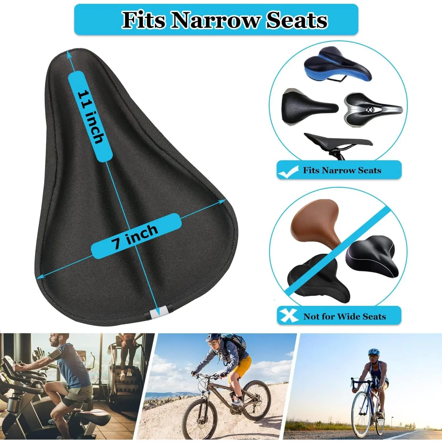 Gel Bike Seat Cover Padded Bicycle Saddle Covers for Women & Men, Most  Comfortable Exercise Bike Seat Cushion Cover, Soft for Spin Indoor Outdoor  Cycling Class Mountain Stationary Bikes - TikTok Shop