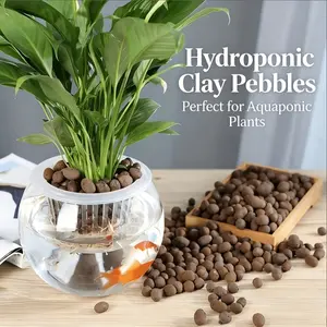 1000g/2.20 LB  Aquatic Plant Medium, Aquarium Hydroponic Expanded Clay Pebbles, Light & Breathable Leca Balls for Succulents, Bonsai & Orchids, Cellular Soil for Gardening, Decoration, Hydroponics & Ventilation