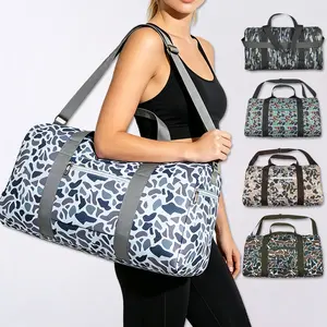 Camo Gym & Travel Workout Weekender Duffle Bag for Women Lightweight Overnight Duffle Bag with Multiple Pockets