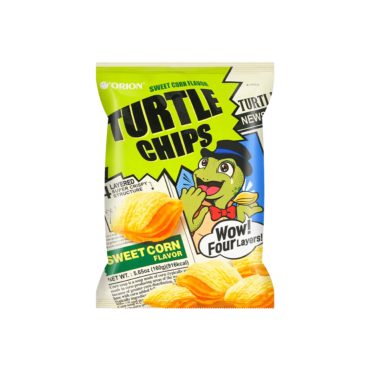 ORION Ninja Turtle Sweet Corn Flavor Potato Chips 160g - Korean Snack, Crispy & Delicious