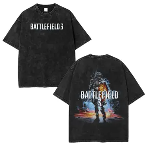 BATTLEFIELD 3 Clothes Washed Tshirt, Game Acid Washed Lightweight Cotton TSHIRT, Gift For Gamer men  graphic  tees unisex streetwear t-shirt Casual Menswear Top Hoodie
