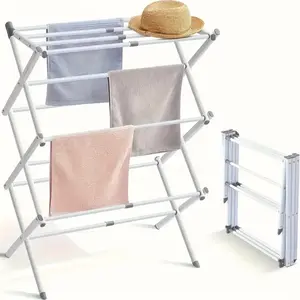 Enhanced Clothes Drying Rack | Foldable Drying Rack Clothing for Laundry | Small Collapsible Portable Dryers for Laundry | Use for Indoor & Outdoor | White