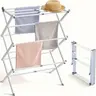 Metal Foldable Clothes Drying Rack - Compact and Convenient, Space-Saving Multifunctional Portable Laundry Dryer with Accessories, Indoor/Outdoor White Home Organizer for Quick Drying (Laundry Room to Porch Use)