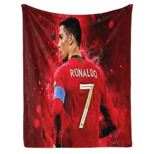 Cristiano Ronaldo CR7 Blanket, Football Star Throw Blanket, Soft Plush Flannel Blanket for Couch Sofa Bed, Soccer Fan Gift, Sports Room Decor for Boys Teens Adults
