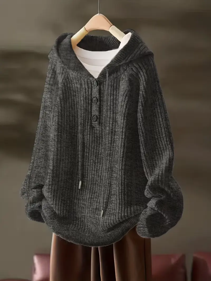 Women's Fashionable Ribbed Cloud Fleece Casual Hoodie for Autumn and Winter