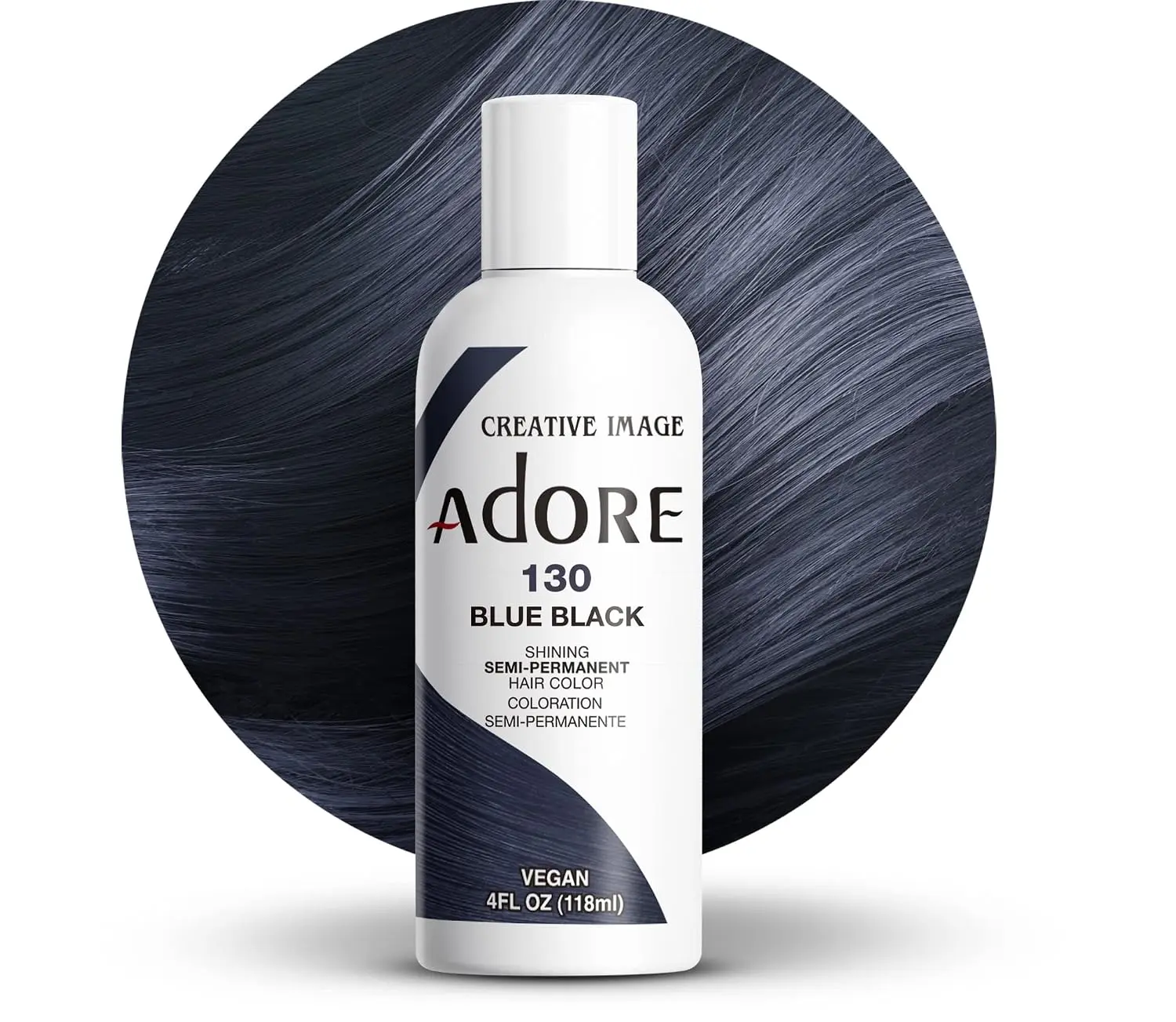 Adore Semi Permanent Hair Color, 130 Blue Black, 4 Fl Oz | Vegan & Cruelty-Free Black Hair Dye | No Ammonia, No Peroxide, No Alcohol