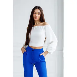 White Off-The-Shoulder Puff-Sleeve Top