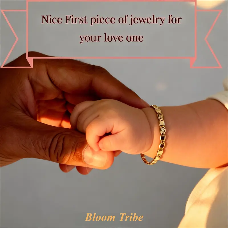 14K Gold Plated Baby Bracelet with Safety Clasp - Hypoallergenic Nickel-Free Kids Jewelry - Ideal Birthday Gift for Girls & Boys