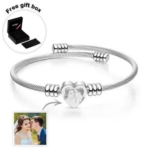 DIY Bracelets Jewelry Personalized Picture Custom Bracelet Engraved Inspirational Memorial Jewelry Gift on Mother's Day