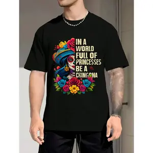 Women's Short-Sleeve Round Neck Casual Streetwear Top, Unisex Day Of The Dead La Catrina De Los Muertos Princesses Themed T-Shirt