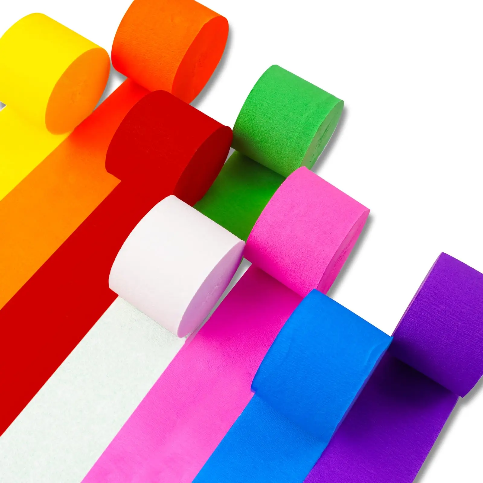 PartyWoo Rainbow Stripe Crepe Paper Streamers - 8-Piece 656ft Pack, Decorating Supplies for Wedding, Anniversary, Unicorn Party, Party Event Props