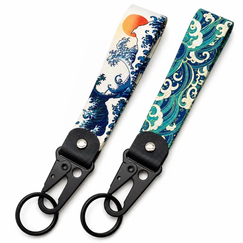 Japanese Wave Wristlet Keychain