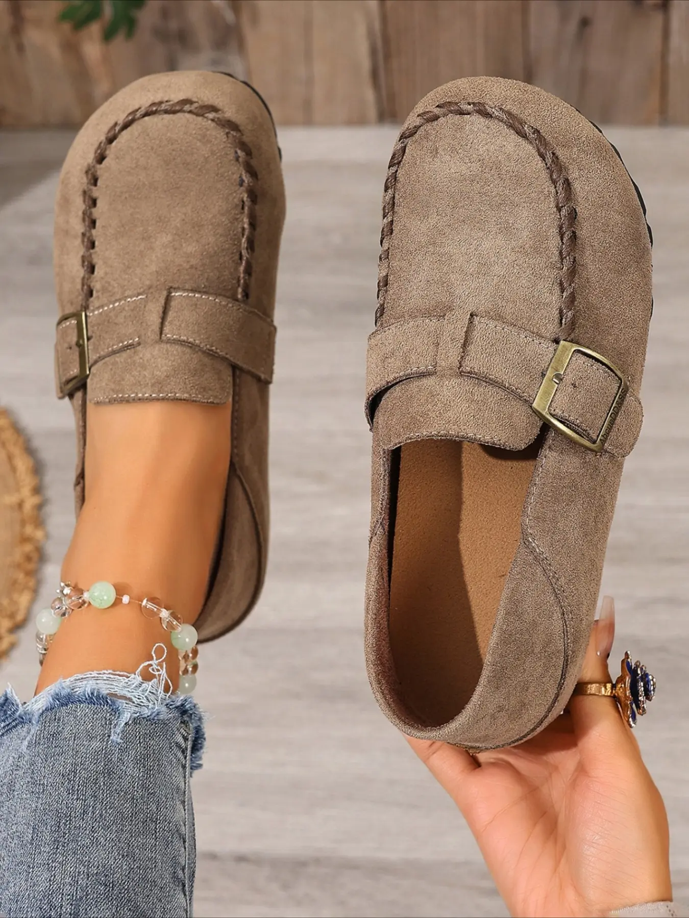 Retro color-blocked mesh headband half-slippers with double buckles, casual leisure sandals. 2026 cross-border bestseller for women’s shoes. Footwear