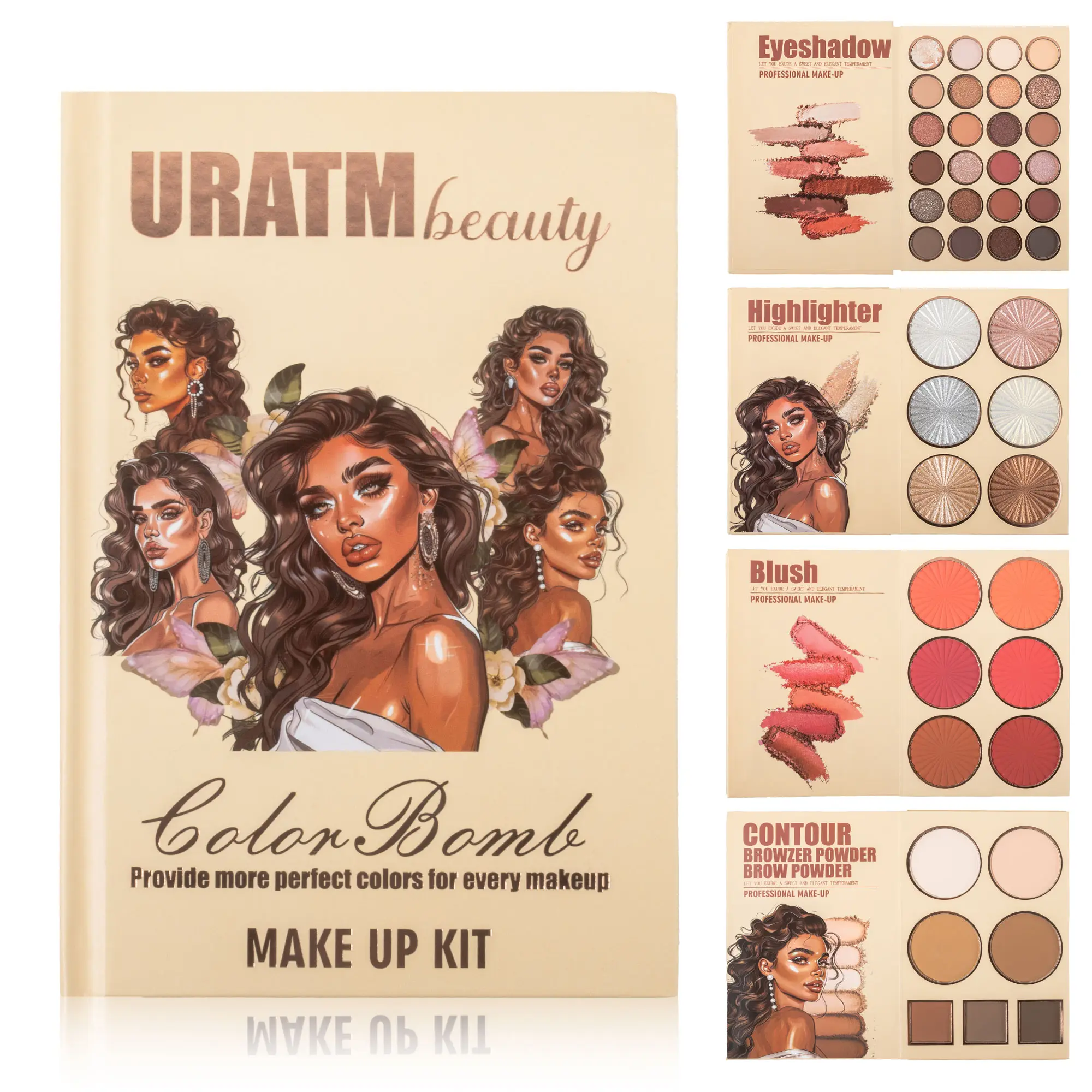 43/60-Color Multi-Functional Face Makeup Palette | 4-Layer Eyeshadow Book | All-in-One Matte & Glitter Palette with Blush, Contour & Highlight | Women’s Complete Cosmetics Kit