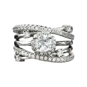 JJ CHIC S925 Micro Pave CZ Line Ring Band - Elegant and Durable Silver Jewelry Ring Band for Women