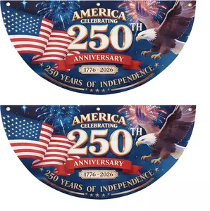 250th Anniversary USA Bunting Flag, Patriotic Eagle Motif American Fan Flag Decorations, 1776-2026 250 Years of Independence Banner Decors for Wall Front Door Porch Fence Outdoor, 1.5x3 FT