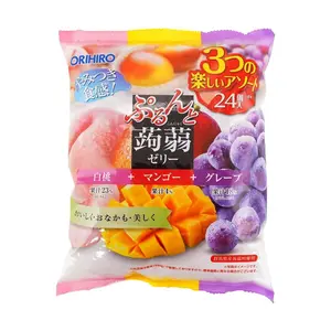 ORIHIRO Zero Fat Low Calorie Konjac Fruit Jelly Mixed Flavors 20g x 24 Pack Peach Mango Grape