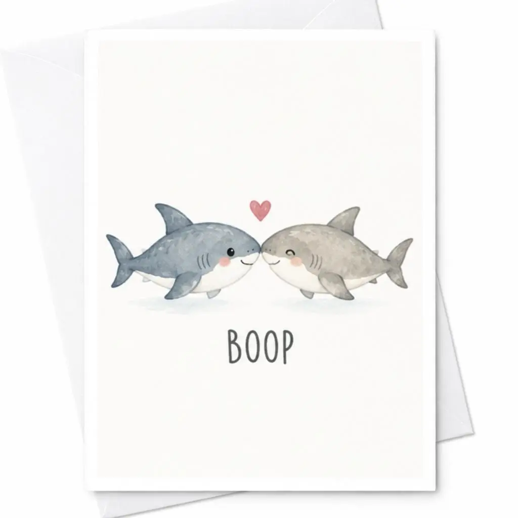 Boop Cute Shark Love Card Adorable Animal Greeting Card For Couple Romantic Anniversary Card Cute Sea Life C4891