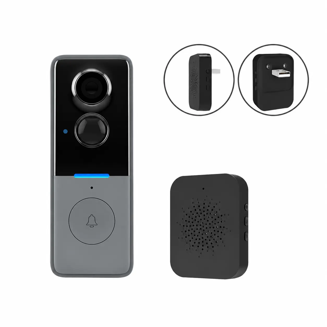 1080P Battery-Powered Wireless Wi-Fi Video Doorbell Camera with Chime, TUYA APP Control and Live View, Smart AI Motion Detection Alerts, Night Vision, 2-Way Audio, Live View, Cloud Storage, No Subscription Required Home Security Device