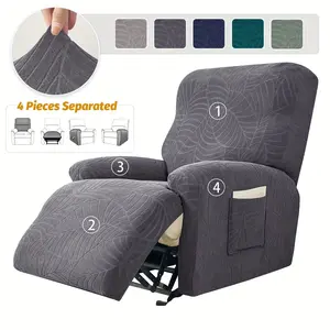 4-Piece Stretch Sofa Cover Set Jacquard Velvet Single Recliner Slipcover Elastic Durable and Water-Resistant The Premier Choice for Living Room and Office Decor