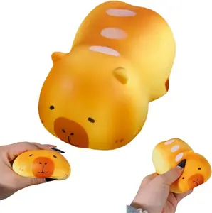 Cute Capybara Bread Squishy Toys - Slow Rising Squishy Stress Relief Fidgets, Soft Anxiety Relief for Adults, Fun Desk Decor & Gift Idea (Dinner Roll Capybara)