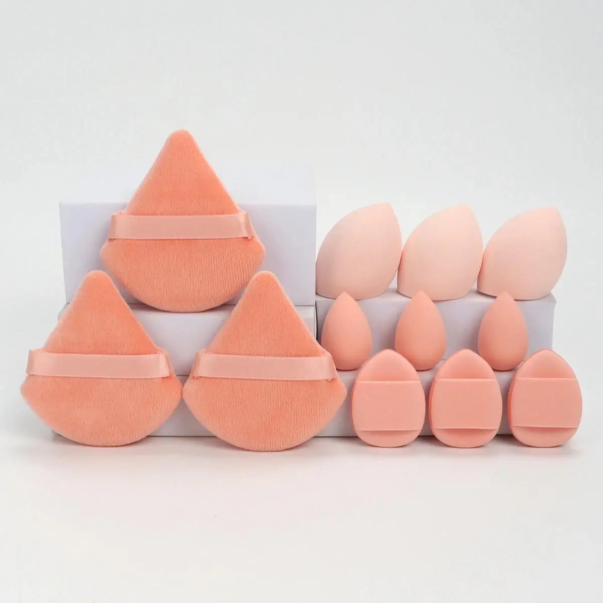Hydrophilic PU 12-Piece Makeup Sponge Set - Latex-Free Pink Brush Powder Puffs for All Skin Types Korea Made