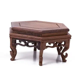 Beautiful Hand Craft Hexagon Rosewood Oriental Fishbowl Vase Stand 6.5" Decor Gift