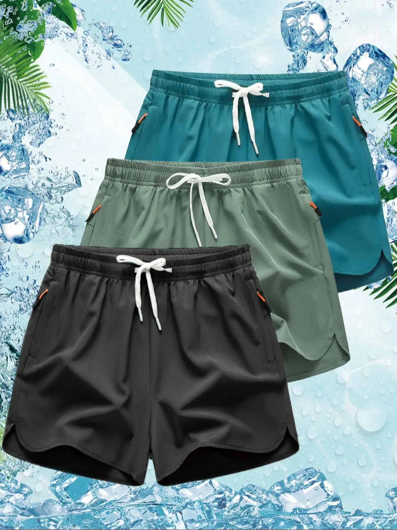 Men's Loose Drawstring Waist Shorts, Casual Elastic Waist Pocket Zipper Shorts for Summer, Breathable Men's Bottoms for Daily Wear