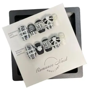 Y21 Small Fragrance Handmade Wearable Leather Jacket Lightweight Luxury  Small Fragrance Wearable press on nails.gel art.bloom press